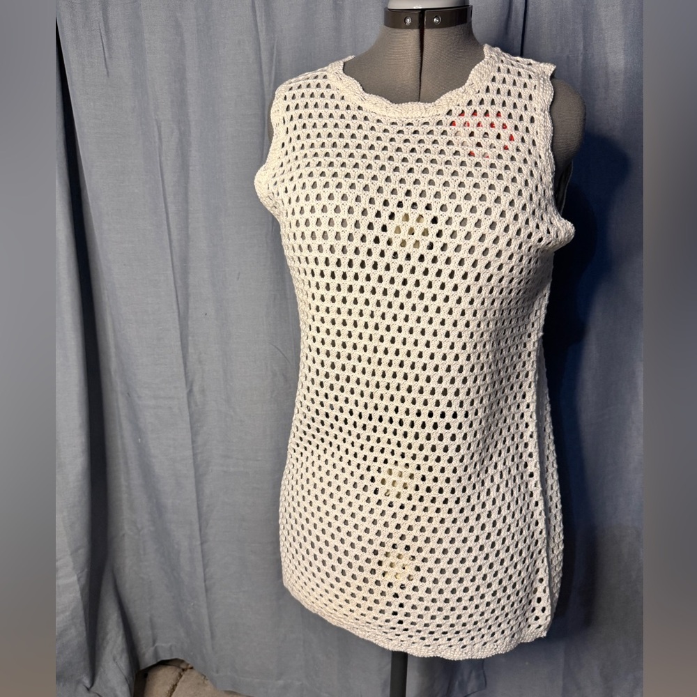 Elegant White Crochet Women's Top/ Cover Up